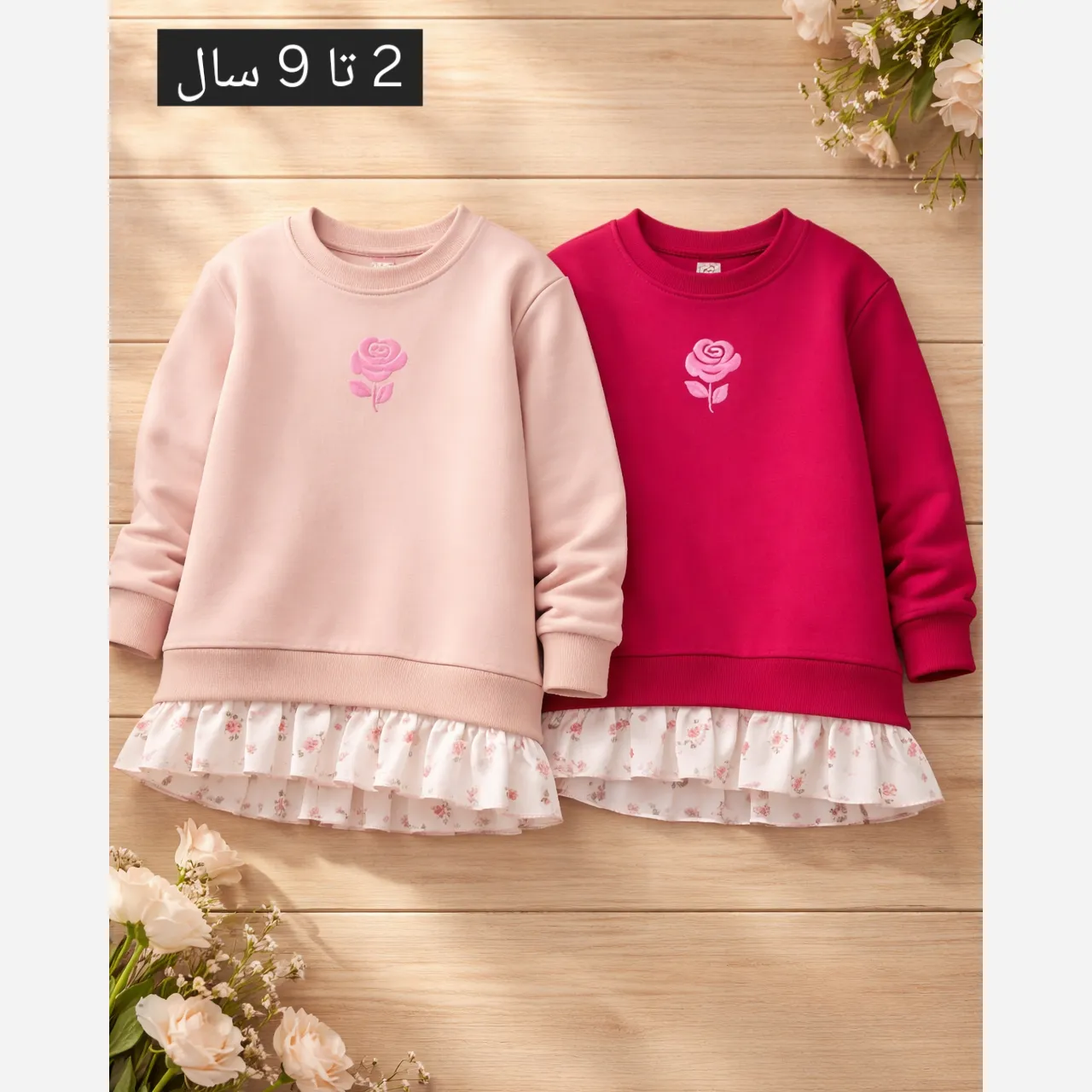 0034ef8f-9d3b-42ab-9777-8d5d834bf527.webp تونیک دخترانه طرح فلاور جنس دورس پنبه مناسب 2 تا 8 سال - تصویر 1