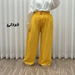 شلوار نخی زنانه کمر کش فری سایز مناسب تا سایز 50 مدل برماندو کد J1792