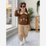 ست بلوز و شلوار دورس دو نخ فول لاکرا دخترانه مدل موکا