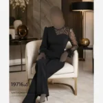سرهمی مجلسی آوا جنس غواصی و تور نگینی رنگ مشکی