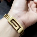 دستبند استیل مشکی مردانه و زنانه رنگ ثابت ضد حساسیت سایز بزرگ