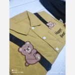 ست پیراهن و شلوار کبریتی بچگانه طرح خرس Happy Bear - تصویر 4