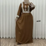 پیراهن نخی زنانه مدل پادمیرا فری سایز مناسب تا 48 همراه با کمربند - تصویر 5