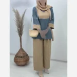 ست کت و سارافون فروزان کتان فری سایز مشکی سفید