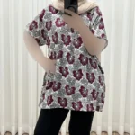 تیشرت نخی سایزبزرگ فری سایز تا 52 قد 90 دور سینه 140 زنانه چهارفصل شیک راحت - تصویر 4